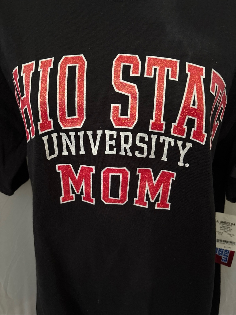 J. America Black Ohio State University Red & White MOM Tee